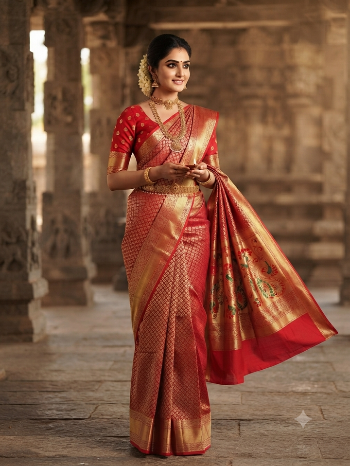 Art saree Isai Red