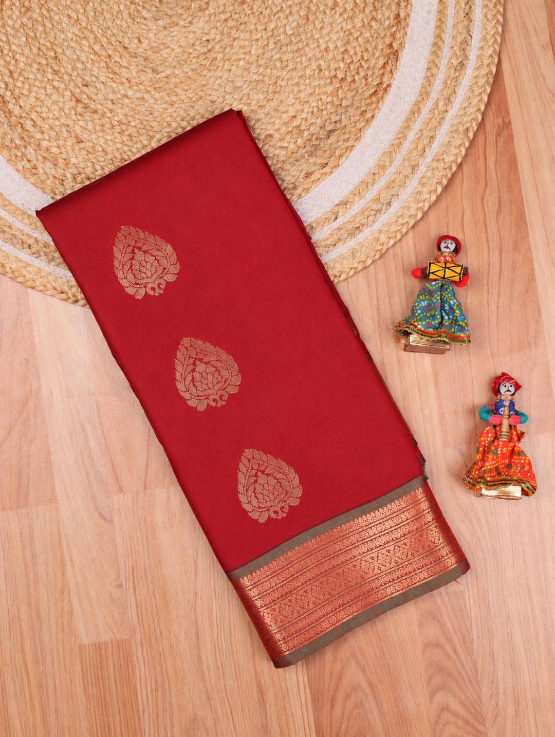 Aishwarya — Rust Red Art Silk Saree