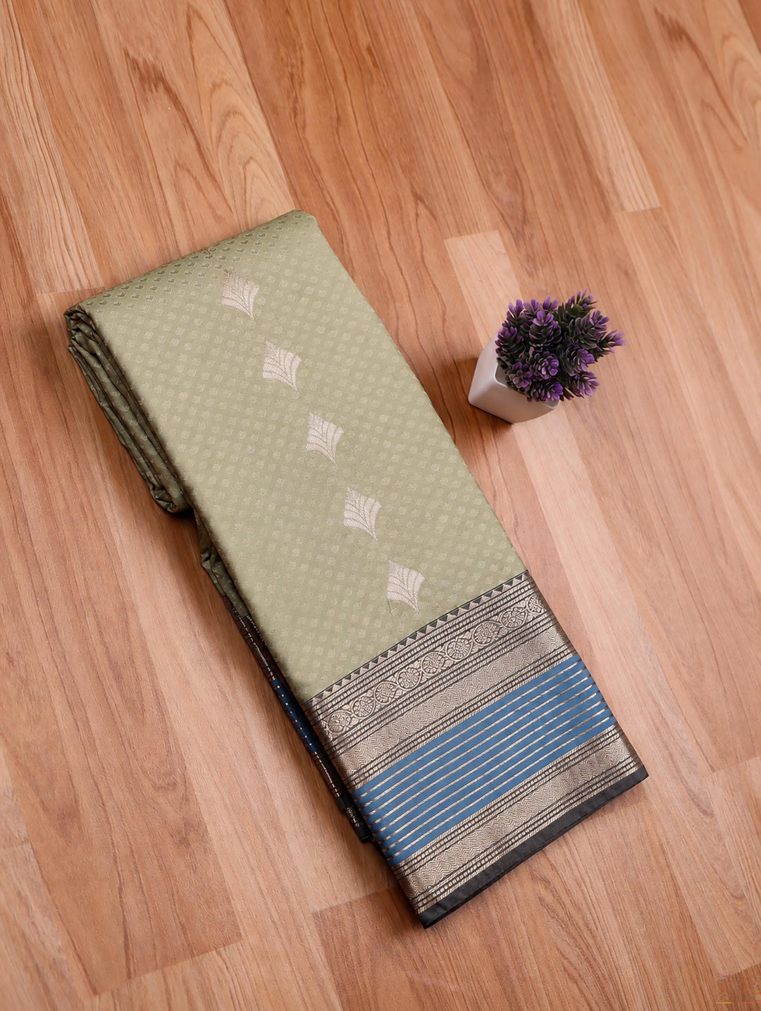 Mythili — Sage Green Tana Art Silk Saree