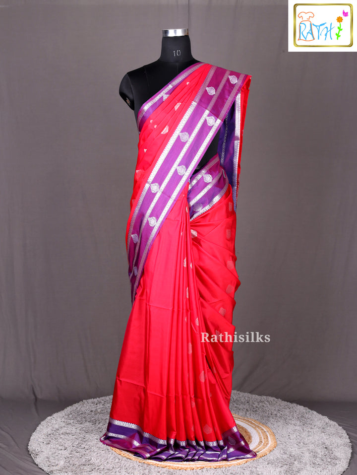 Radiant Red and Purple Art Silk Saree
