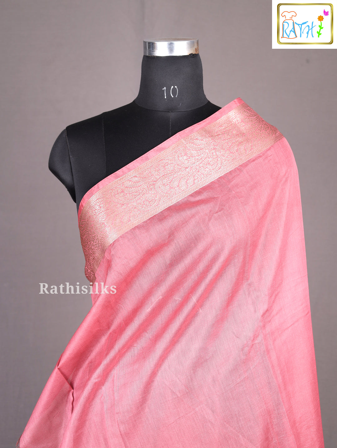 Elegant Coral Synthetic Saree