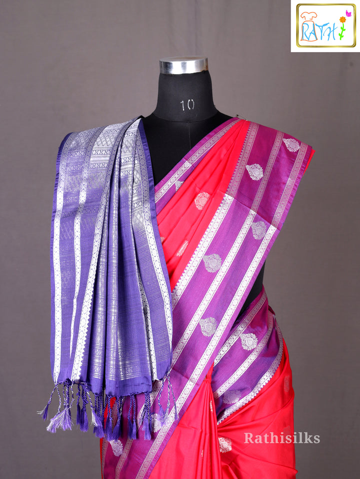 Radiant Red and Purple Art Silk Saree