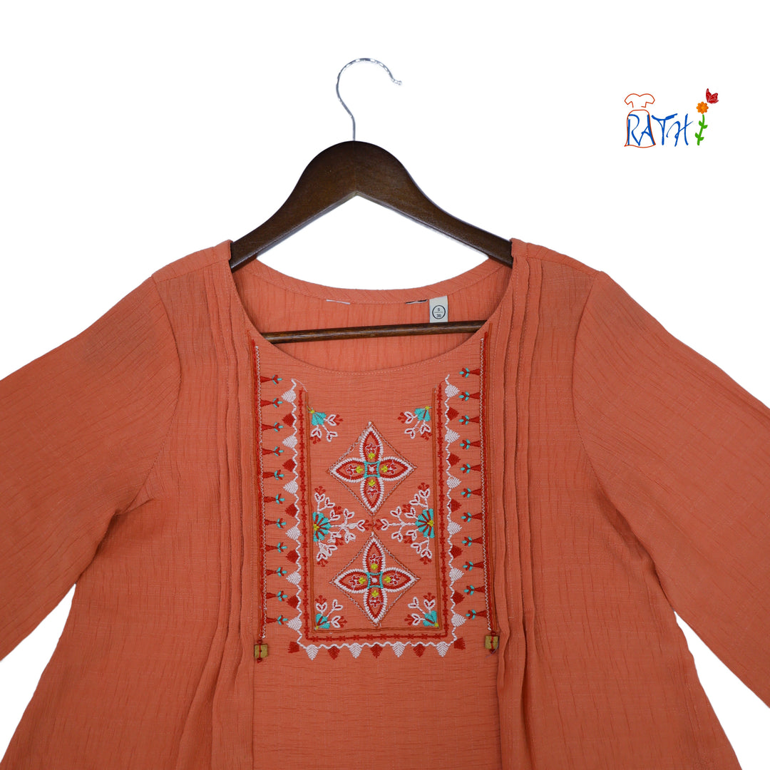 Rayon Embroidered Cotton Kurta Top