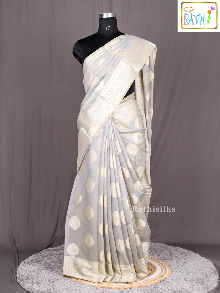 Elegant Silver Grey Synthetic Saree