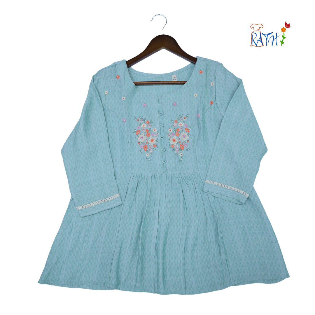 Rayon Embroidered Cotton Kurta Top