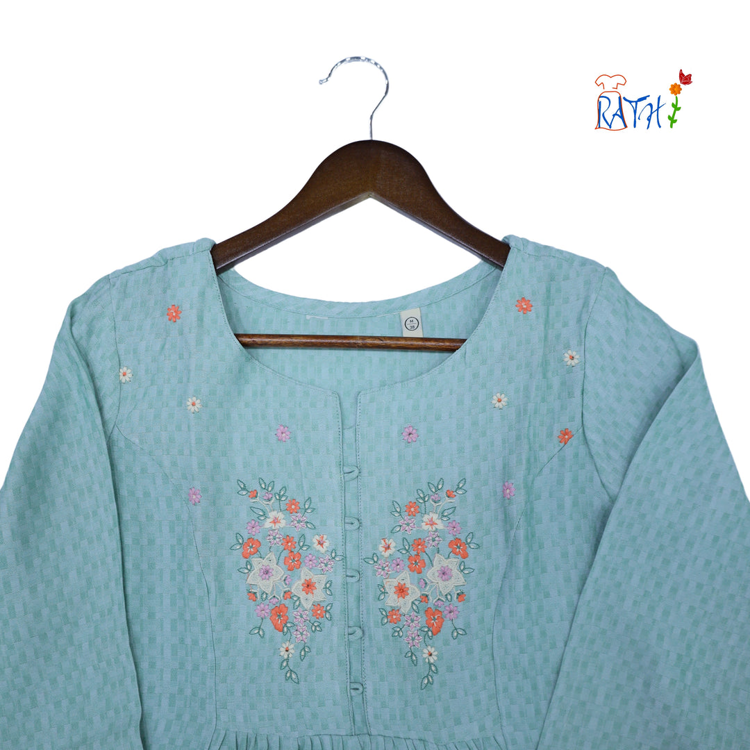 Rayon Embroidered Cotton Kurta Top