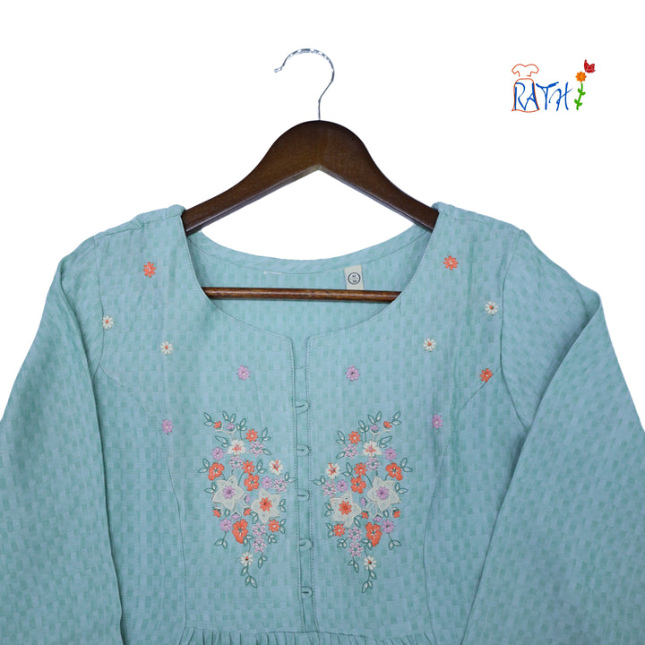 Rayon Embroidered Cotton Kurta Top