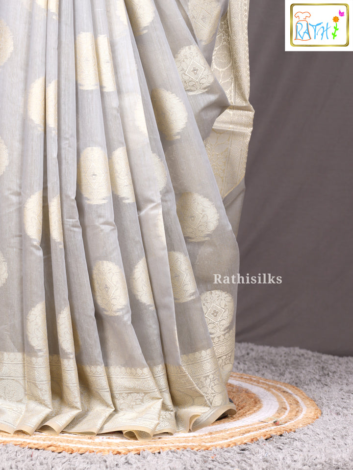 Elegant Silver Grey Synthetic Saree