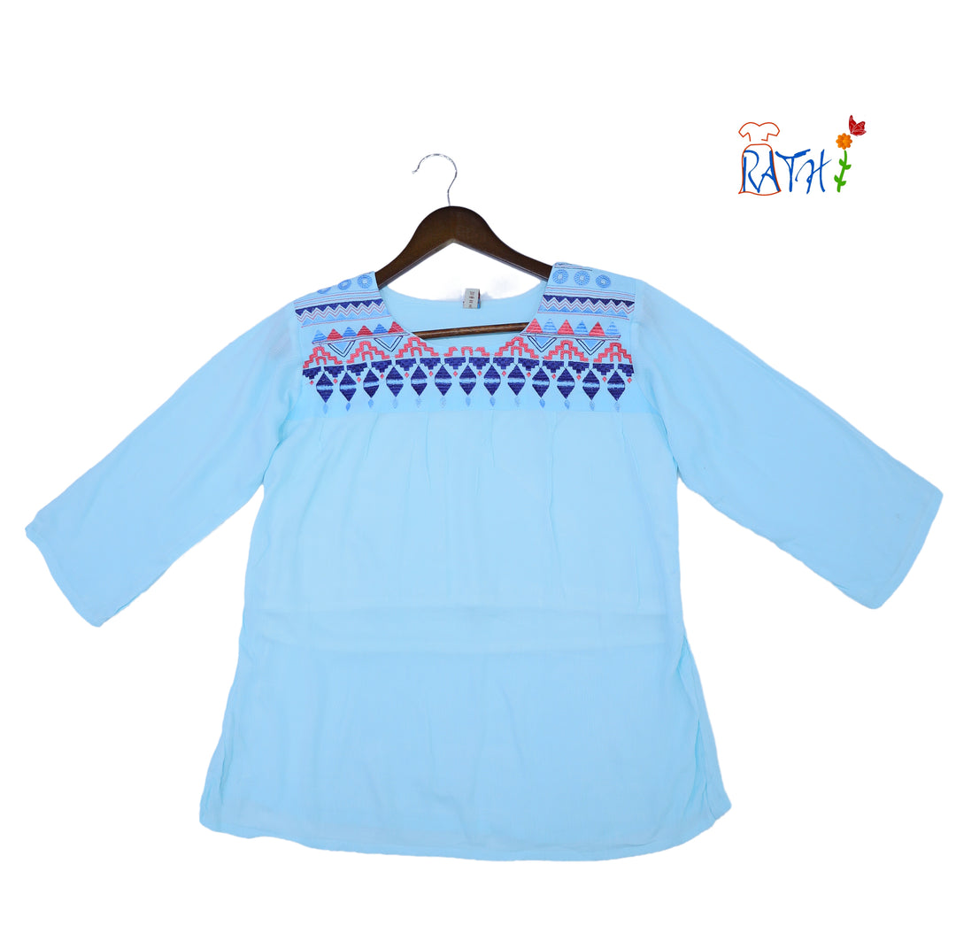 Rayon Embroidered Cotton Kurta Top