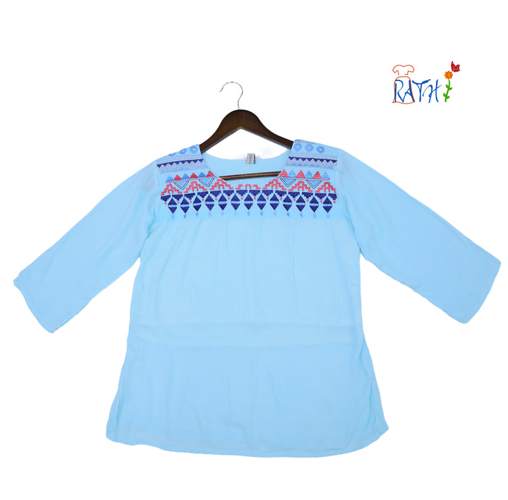 Rayon Embroidered Cotton Kurta Top