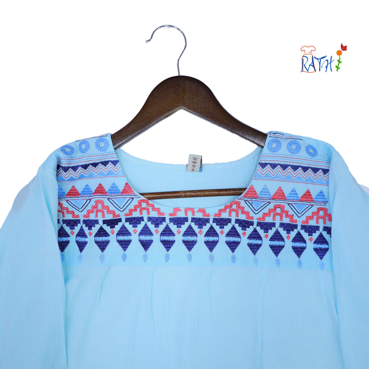 Rayon Embroidered Cotton Kurta Top
