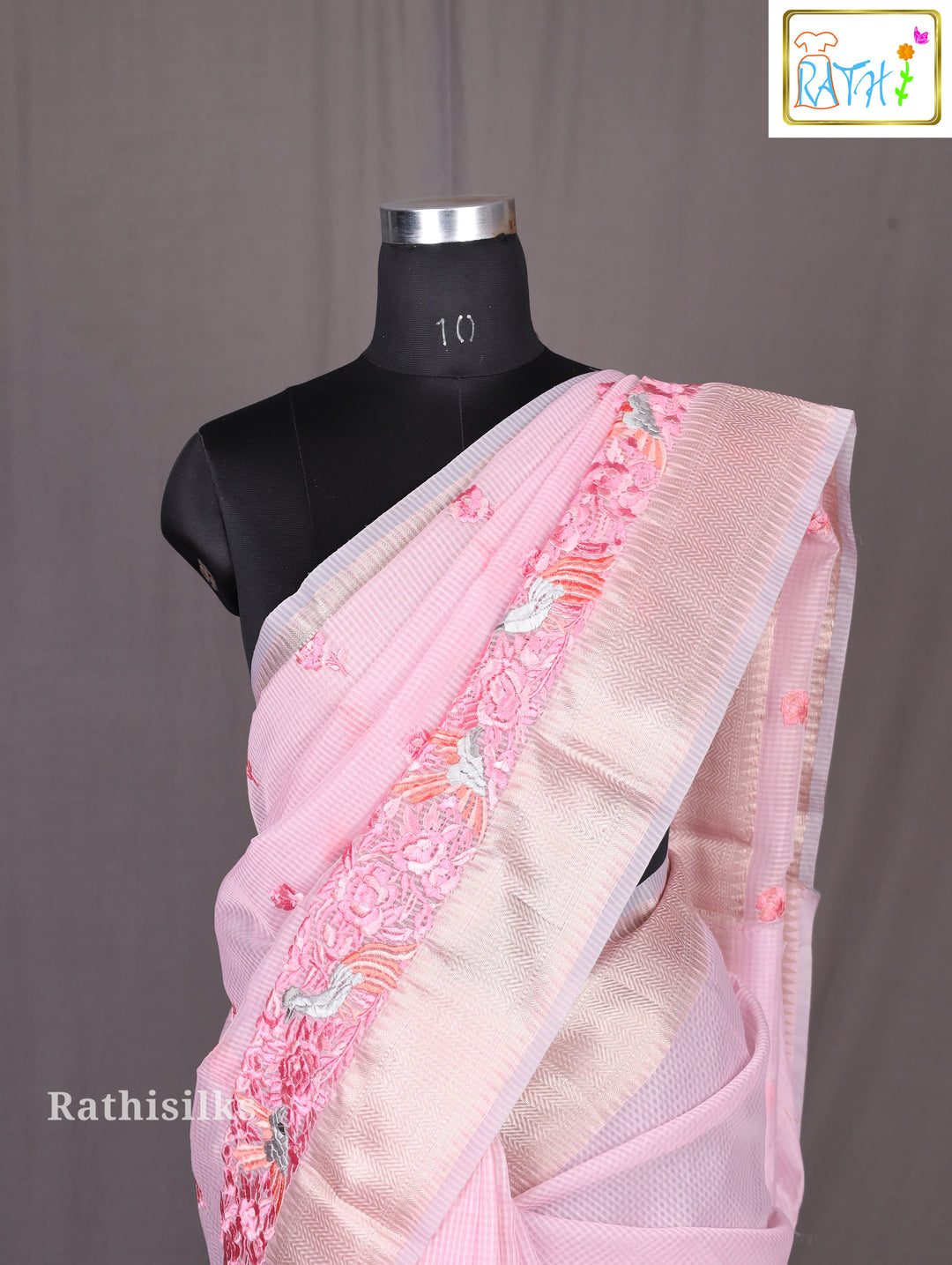 Elegant Baby Pink Synthetic Saree