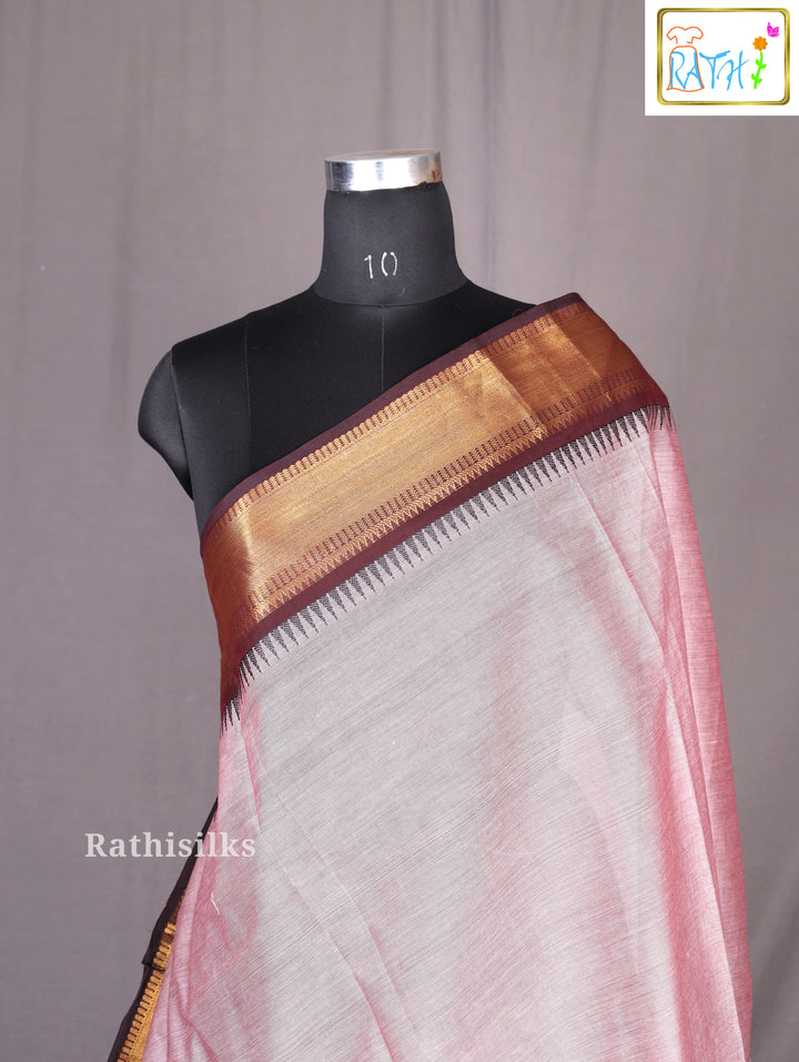 Elegant Dusty Rose Synthetic Saree