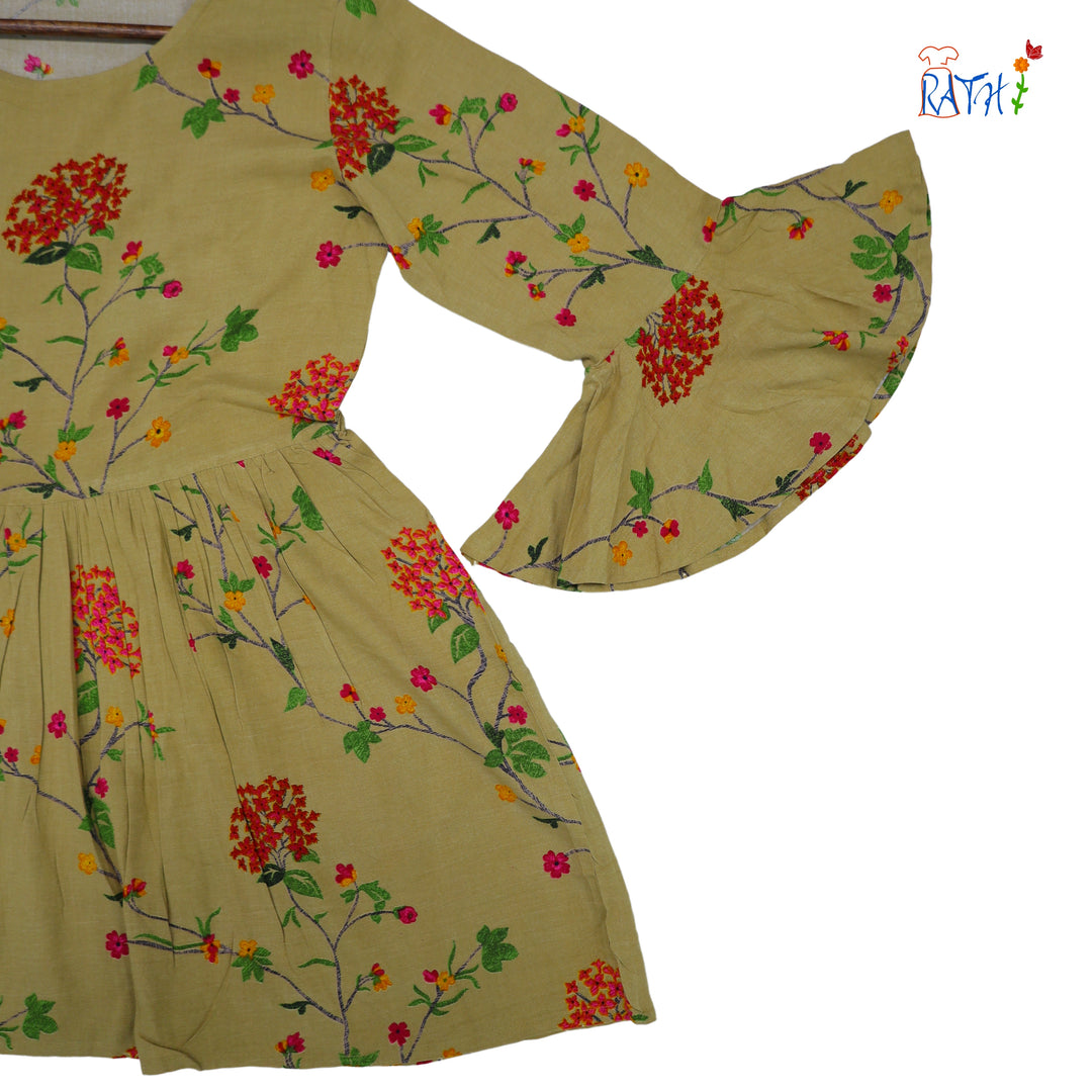 Rayon Embroidered Cotton Kurta Top