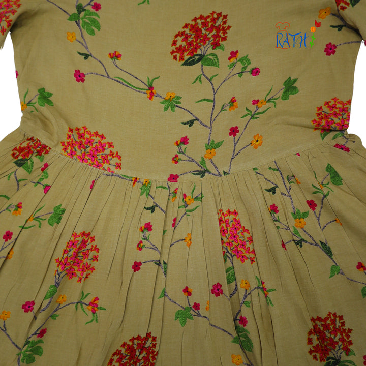 Rayon Embroidered Cotton Kurta Top