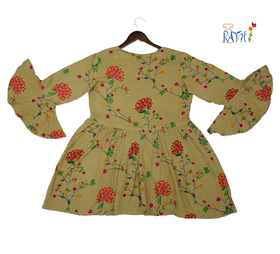 Rayon Embroidered Cotton Kurta Top