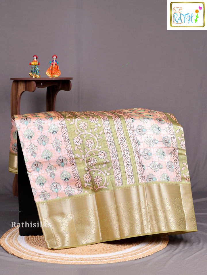 Peach Synthetic Saree