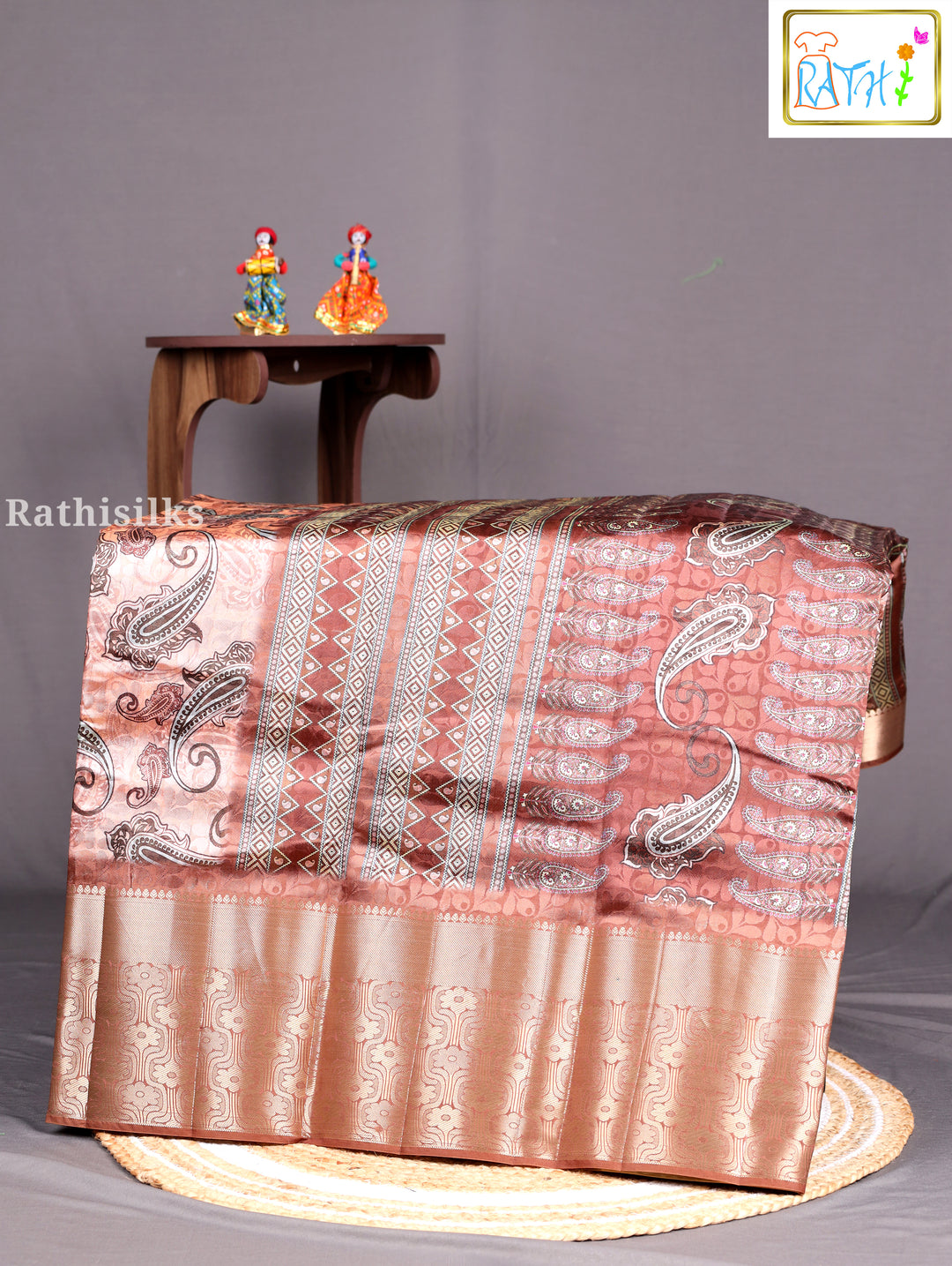 Brown Synthetic Saree