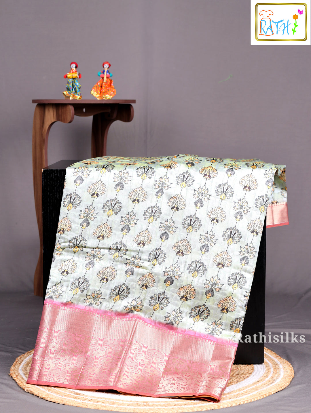 Mint Green Synthetic Saree