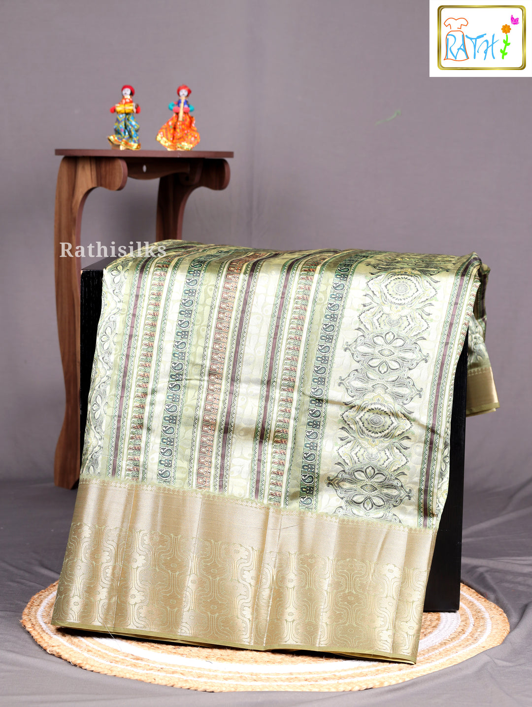 Light Green Synthetic Saree