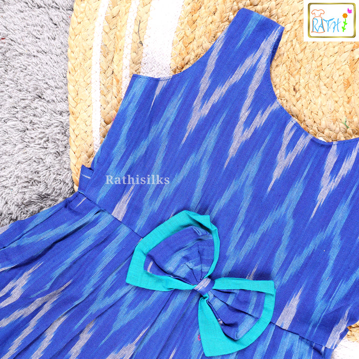 Trendy Blue Ikat Frock