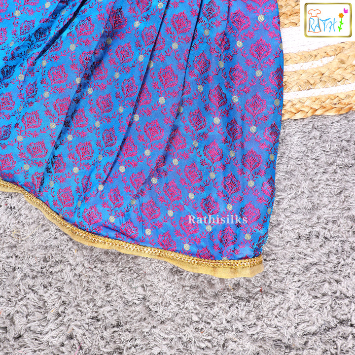 Elegant Blue & Gold Embroidered Frock