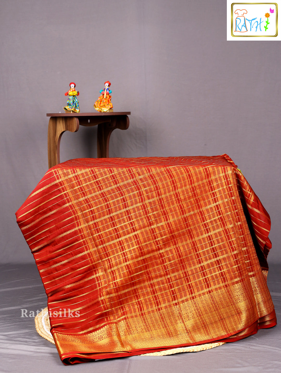Elegant Red & Green Art Silk Saree