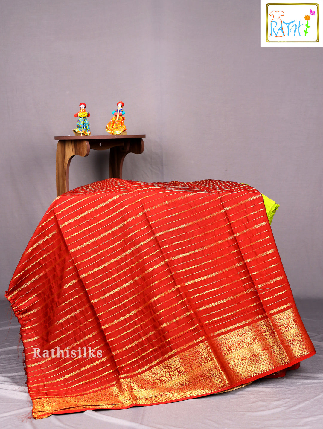 Elegant Red & Green Art Silk Saree