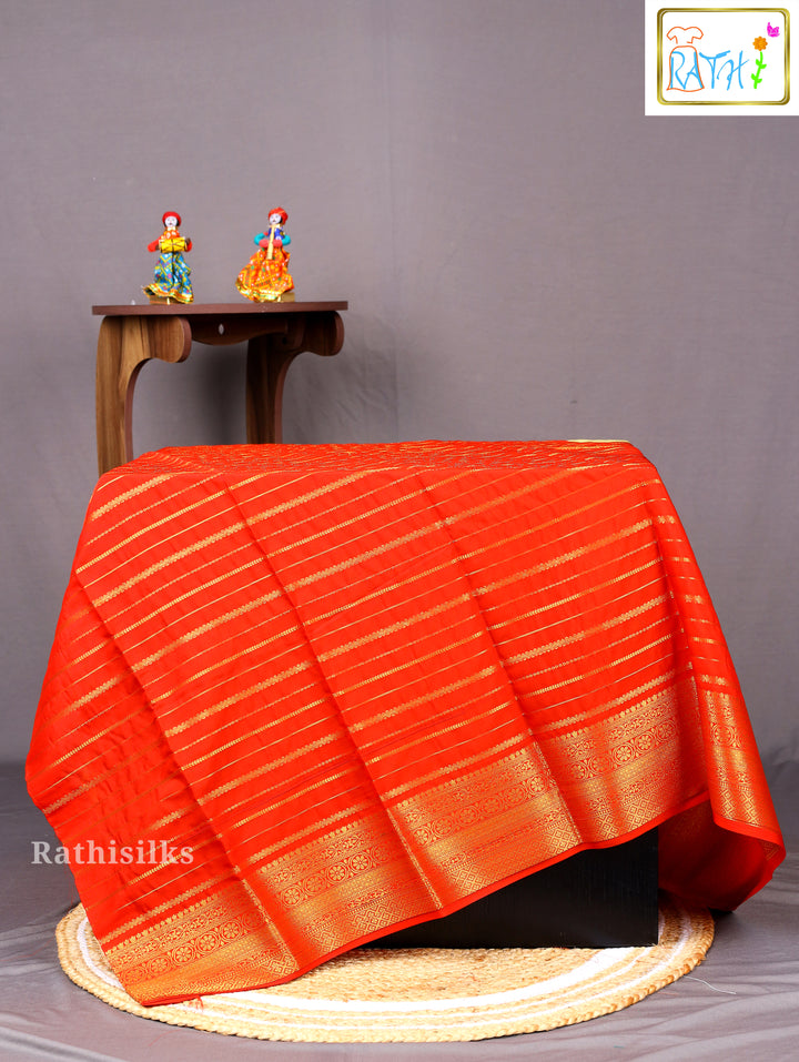 Sandal & Red Art Silk Saree