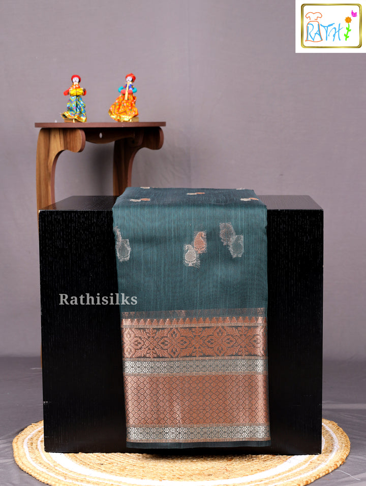 Elegant Dark Teal Art Silk Saree