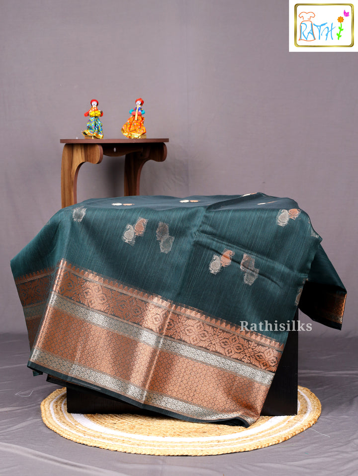 Elegant Dark Teal Art Silk Saree