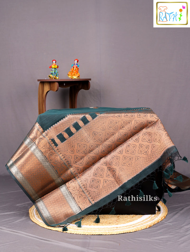 Elegant Dark Teal Art Silk Saree