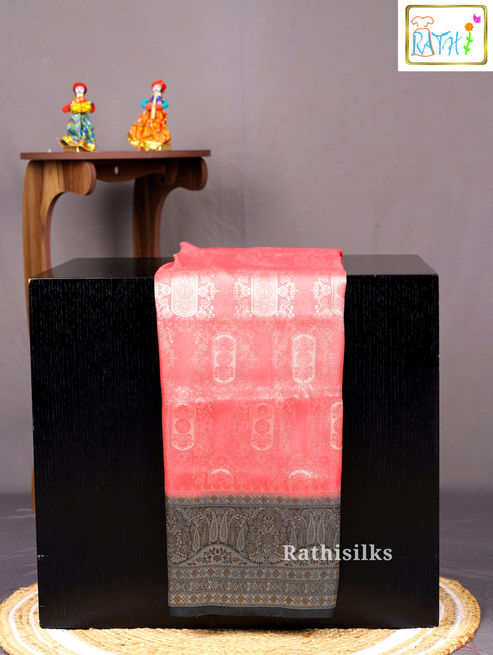 Elegant Peach Art Silk Saree