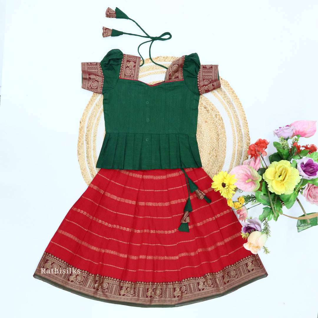 Traditional Chettinad Cotton Frill Pavadai Set