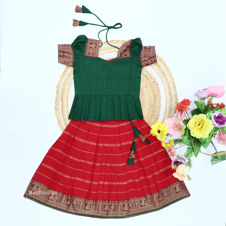 Traditional Chettinad Cotton Frill Pavadai Set