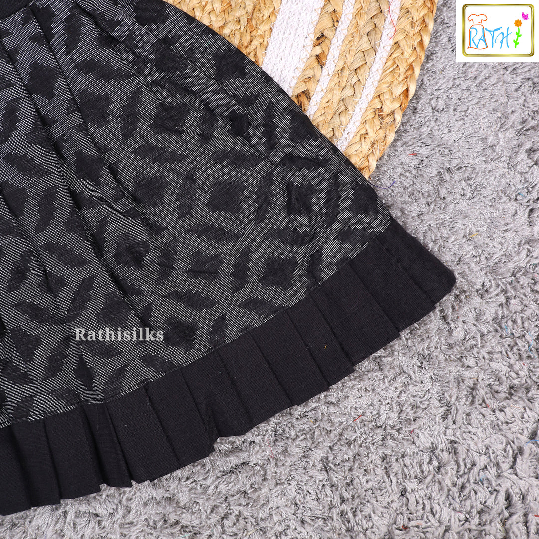 Black Ikat Pattern Cotton Frock