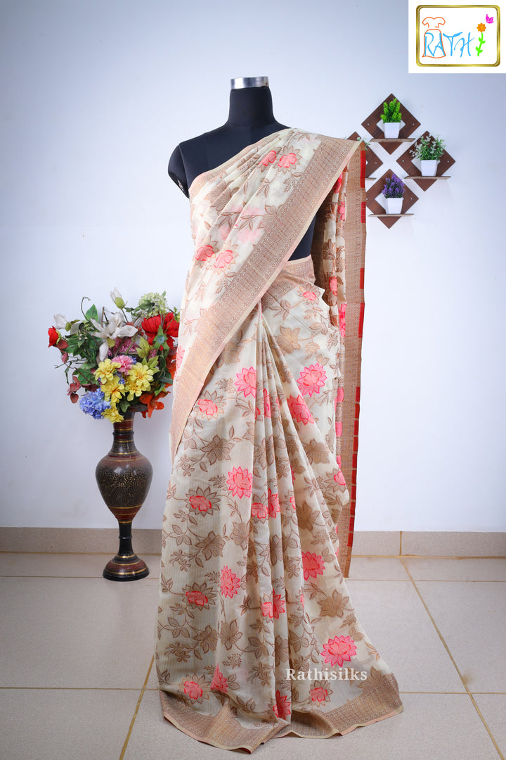 Synthetic Floral Print Saree