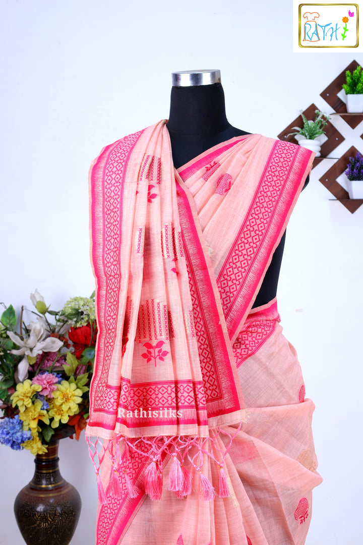 Synthetic Spun Cotton Saree