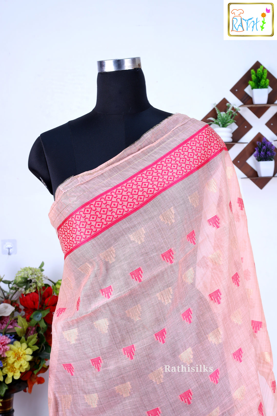 Synthetic Spun Cotton Saree