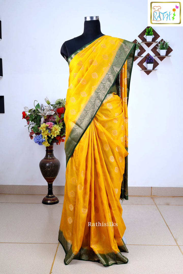 Synthetic Raw Checked Saree