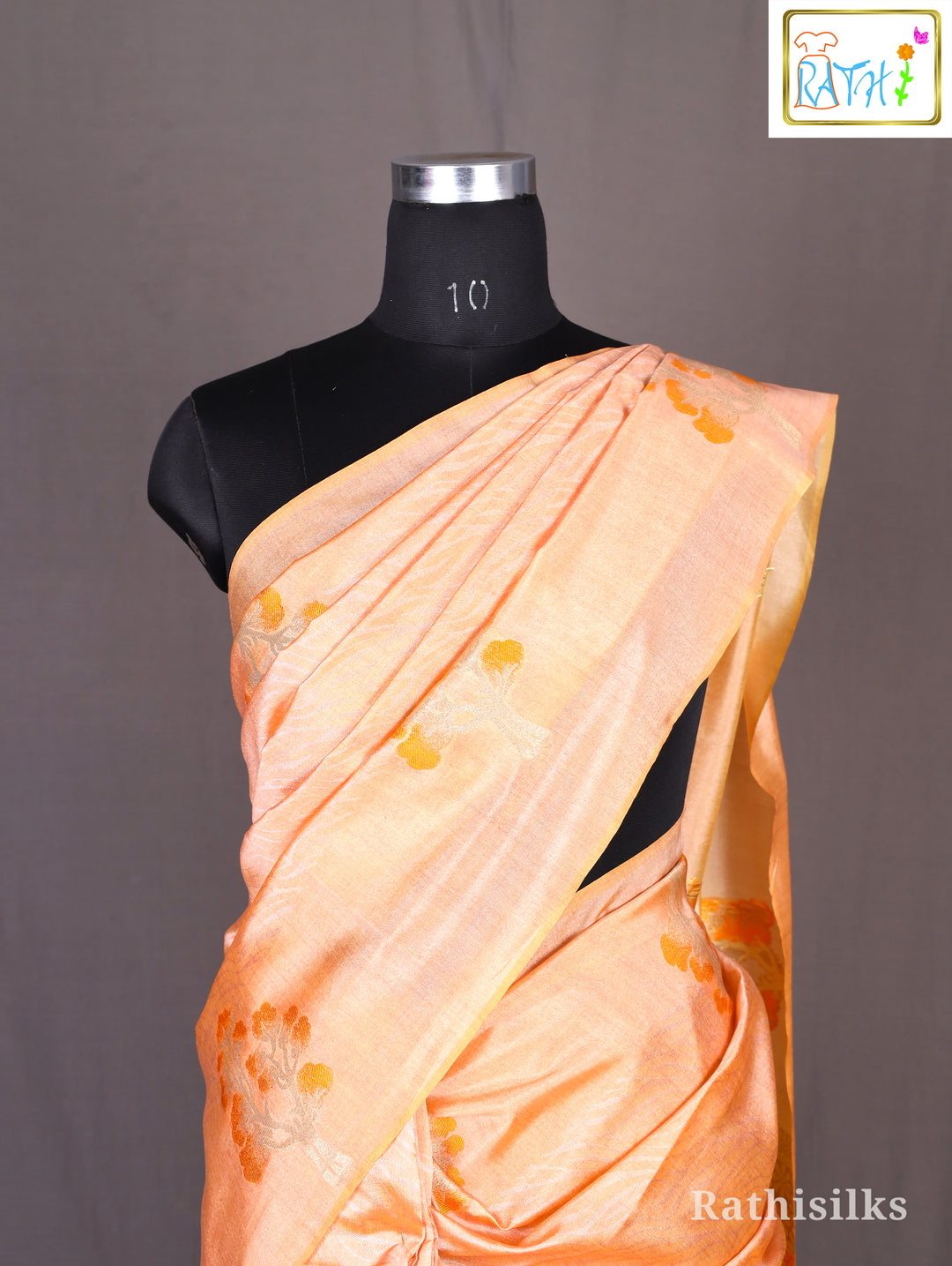 Peach Woven Motif Semi Tussar Saree
