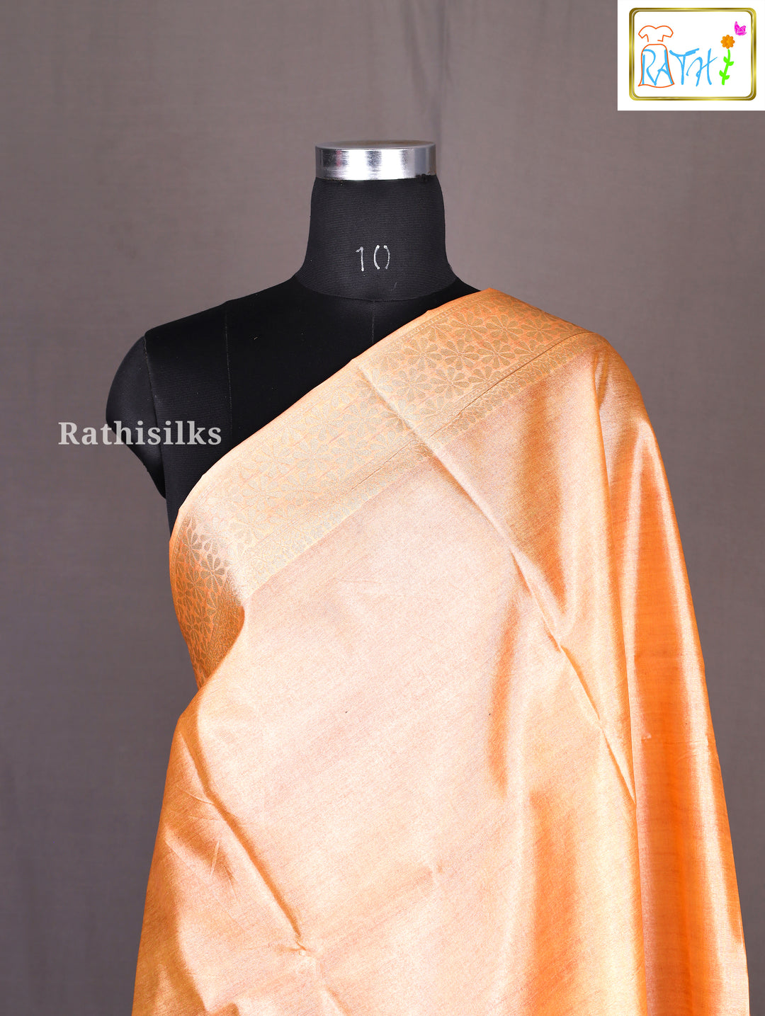 Peach Woven Motif Semi Tussar Saree