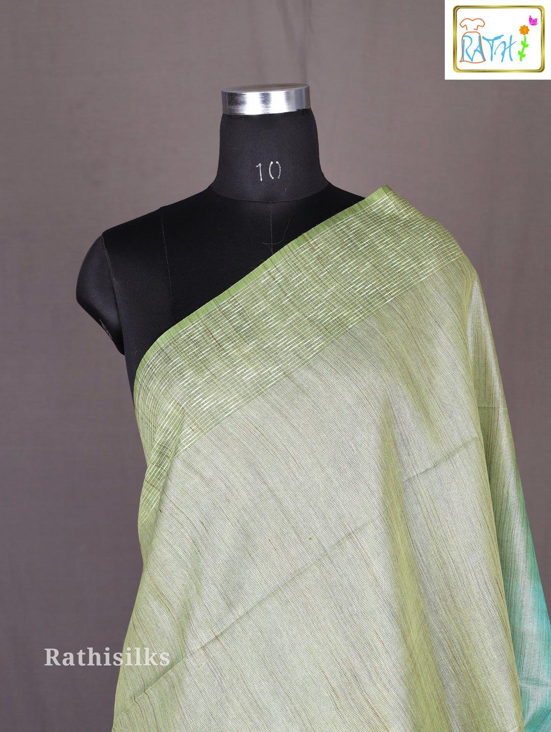 Aqua Green Checked Cotta Cotton Saree
