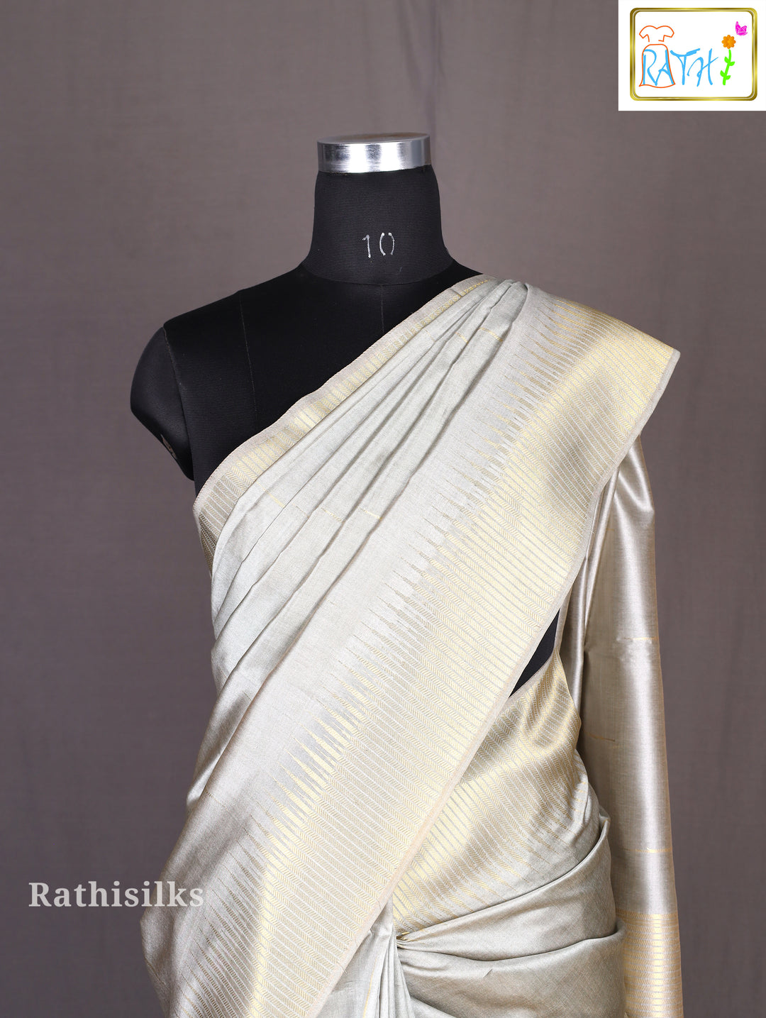 Silver Striped Border Tussar Saree