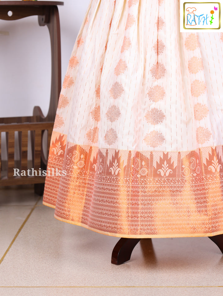 Karishma Puff-Sleeve Top with Traditional Art Silk Pavadai Set
