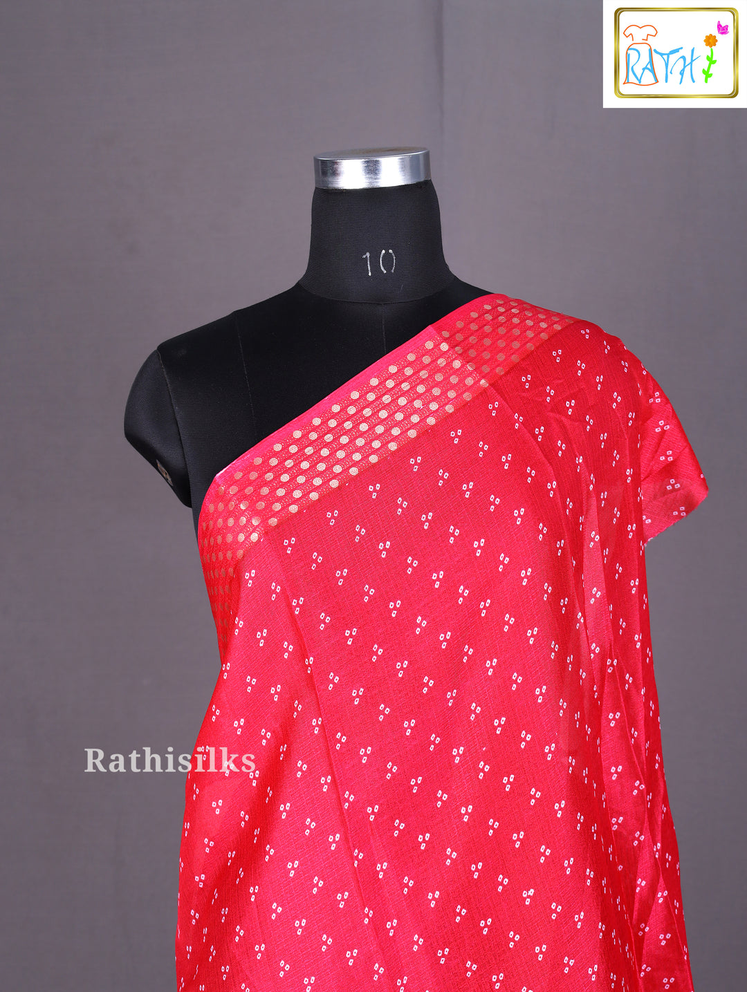 Multicolor Polka Circle Design Synthetic Saree