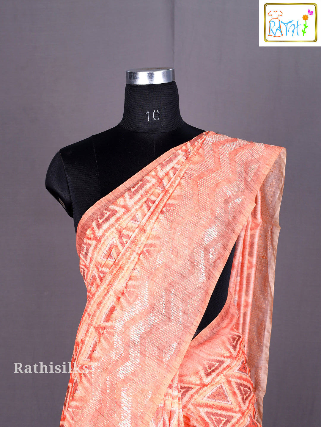 Peach Chanderi Sequin Saree
