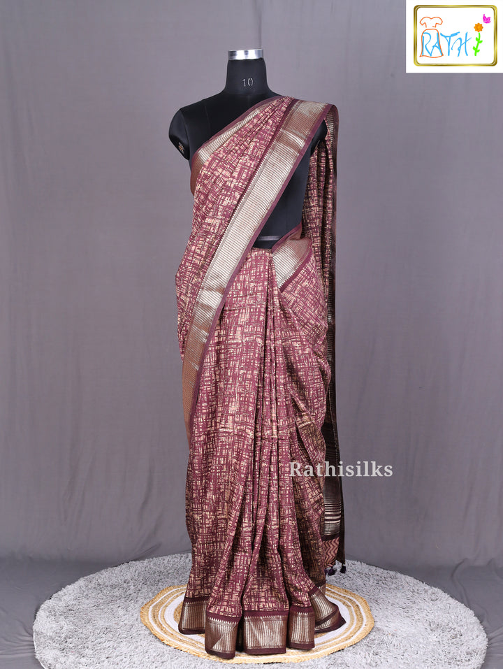 Maroon Semi Chanderi Saree