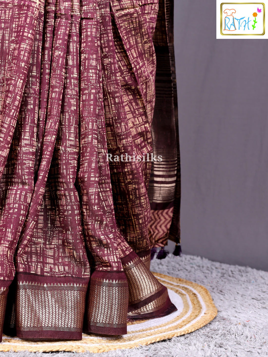Maroon Semi Chanderi Saree