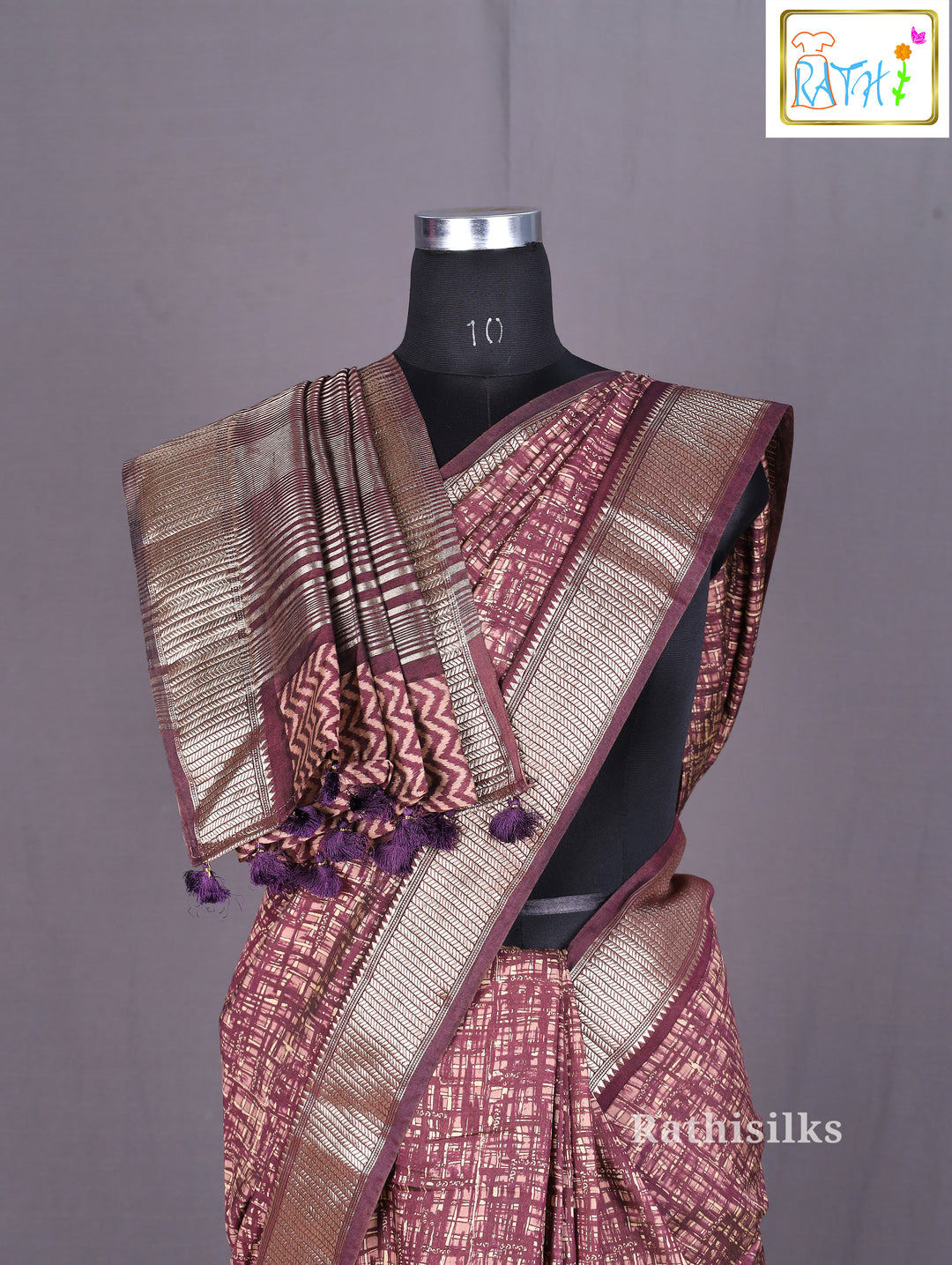 Maroon Semi Chanderi Saree